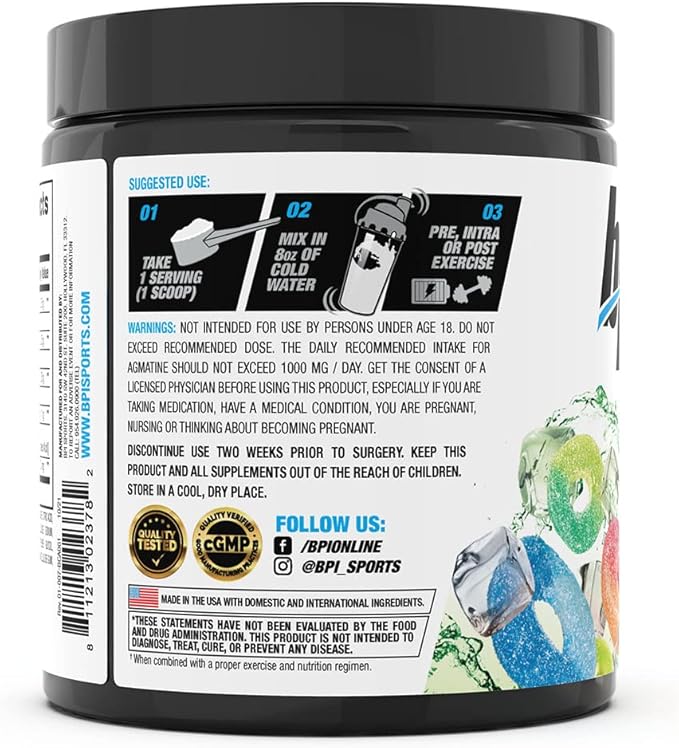 BPI Sports Best BCAA - BCAA Powder - Branched Chain Amino Acids - Muscle Recovery - Muscle Protein Synthesis - Lean Muscle - Improved Performance – Hydration – Sour Candy - 35 Servings - 12.34 oz.