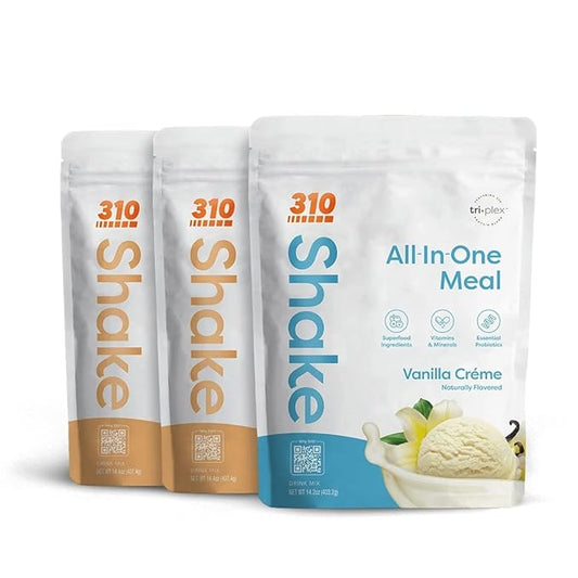 310 Nutrition – All-In-One Meal Replacement Shake - New Formula with Fiber Rich Vegan Superfood Blend - Natural Sweeteners - Low Carb Shake, Keto & Paleo Friendly - Gluten Free - 26 Essential Vitamins & Minerals - Triple Flavor Pack