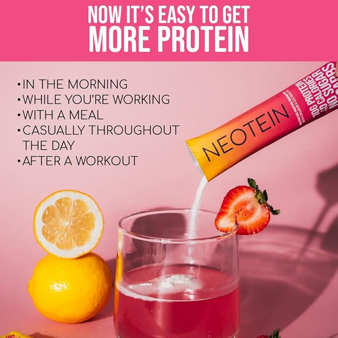 Electrolyte Powder Packets with 10g Protein & Collagen - Hydration Packets - Zero Sugar, NO Fillers, NO Carbs | Strawberry Lemonade | 40 Calories | Keto & Paleo | Pack of 15