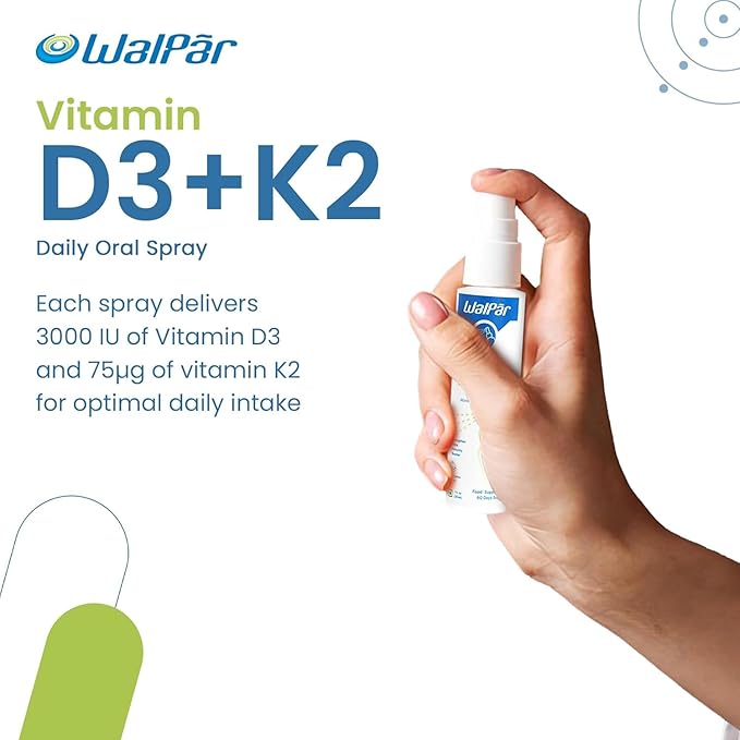 Vitamin D3 and K2 Oral Spray (60 Doses) - 75mcg, 3000 IU Multivitamin Spray- Muskmelon Flavor - Easy Absorption Oral Vitamin D Liquid Supplement - Bone Health Support and Immune Spray for Adults