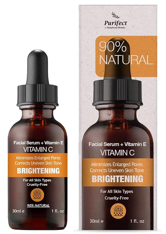 Purifect Natural Vitamin C Vegan Facial Serum - Enhances Skin Radiance, Hydration, and Firmness with Niacinamide & Vitamin E, 30ml (Made in the USA)