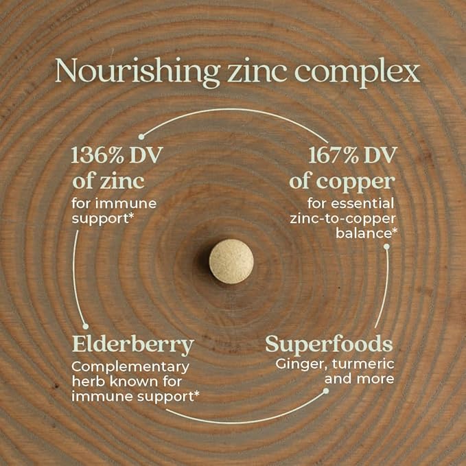 New Chapter Zinc Supplement, Fermented Zinc Complex, ONE Daily for Immune Support + Skin Health, Mineral-Balancing Formula Rich in Copper, Easy to Swallow & Digest, 30 Count (1 Month Supply)