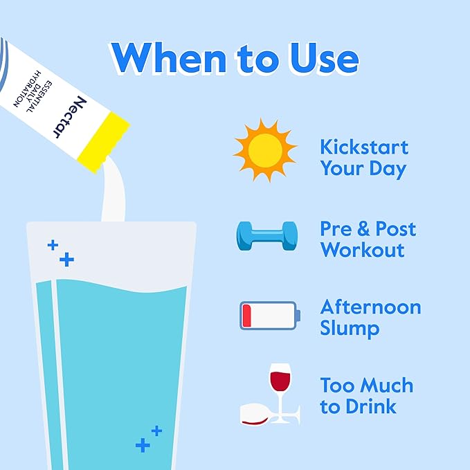 Nectar Hydration Packets - Electrolytes Powder Packets - No Sugar or Calories - Organic Fruit Liquid Daily IV Hydrate Packets for Dehydration Relief and Rehydration (Watermelon 30 Pack)