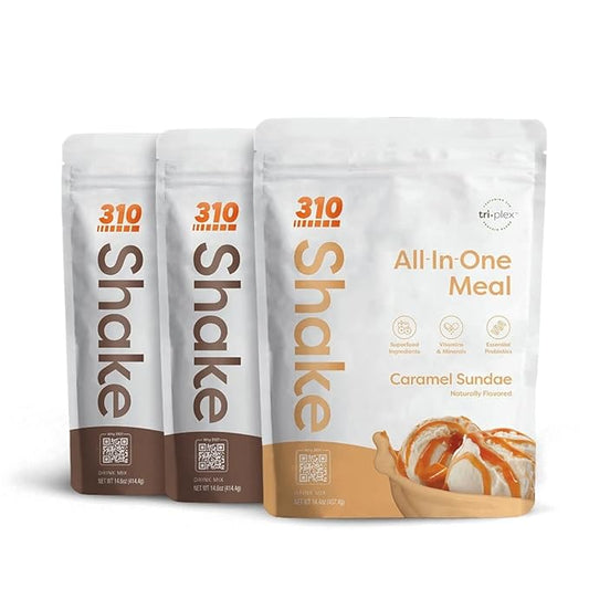 310 Nutrition – All-In-One Meal Replacement Shake - New Formula with Fiber Rich Vegan Superfood Blend - Natural Sweeteners - Low Carb Shake, Keto & Paleo Friendly - Gluten Free - 26 Essential Vitamins & Minerals - Triple Flavor Pack