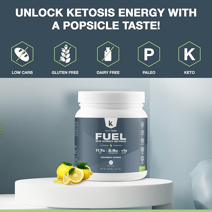 exogenous Ketones Powder, Pure Keto BHB Salts | Dairy & Gluten Free-Best Keto Supplements Fuel for Energy Boost, Mental Performance- Pre-Workout Naturally Flavored 436g - Lemon Lime
