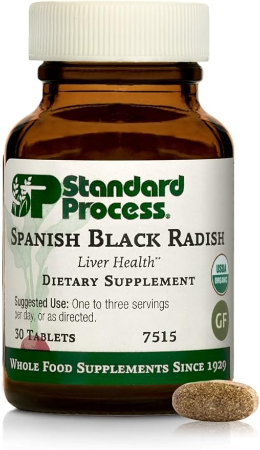 Standard Process Spanish Black Radish - Whole Food Detox, Liver Support, Digestion and Digestive Health, Gallbladder Support with Honey and Vitamin C - Vegetarian, Gluten Free - 30 Tablets