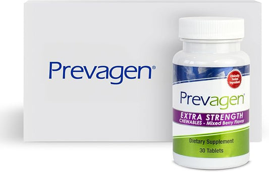 Prevagen Extra Strength 20mg, 30 Chewables|Mixed Berry-1 Pack|with Apoaequorin & Vitamin D with Attractive and Stackable Prevagen Storage Box