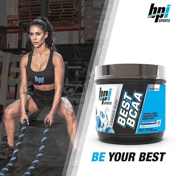 BPI Sports Best BCAA - BCAA Powder - Branched Chain Amino Acids - Muscle Recovery - Muscle Protein Synthesis - Improved Performance – Hydration – Blue Raspberry - 60 Servings - 21.12 Oz