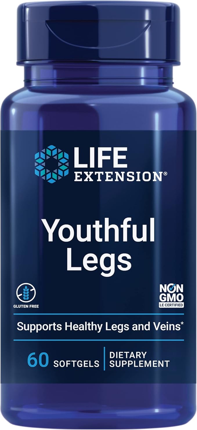 Life Extension Youthful Legs - Healthy Vein and Leg Support Supplement for Women - Advanced Formula For Circulation in Leg Veins- Non-GMO, Gluten-Free - 60 Counts