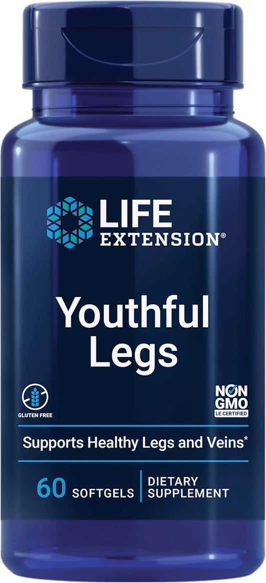 Life Extension Youthful Legs - Healthy Vein and Leg Support Supplement for Women - Advanced Formula For Circulation in Leg Veins- Non-GMO, Gluten-Free - 60 Counts
