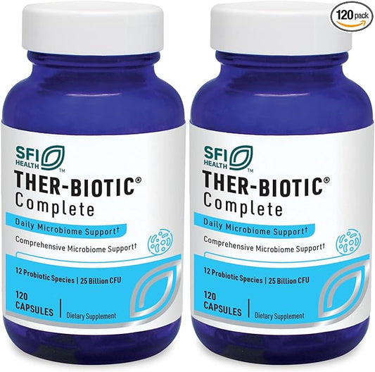 Klaire Labs Ther-Biotic Complete - 25 Billion CFU Probiotic Supplement - Hypoallergenic Probiotics for Men + Women - Digestive, GI Health + Immune Support - Dairy-Free (120 Caps / 2 Pack)