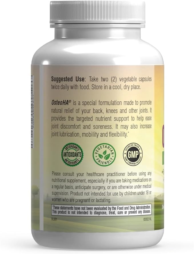 IVL OsteoHA Joint Health Formula - Joint Health Support Supplements - with Hyaluronic Acid - Flexibility, Mobility, Lifestyle - with Boswellia, Vitamin C (120 Vegetable Capsules)