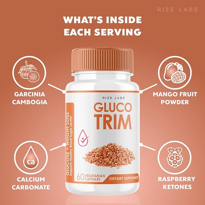 GlucoTrim - GlucoTrim Oral Capsules to Maintain Stable Healthy Levels, All-Natural Blood Dietary Supplement, GlucoTrim Advanced Formula for Optimal Health, Gluco Trim Reviews (60 Capsules)