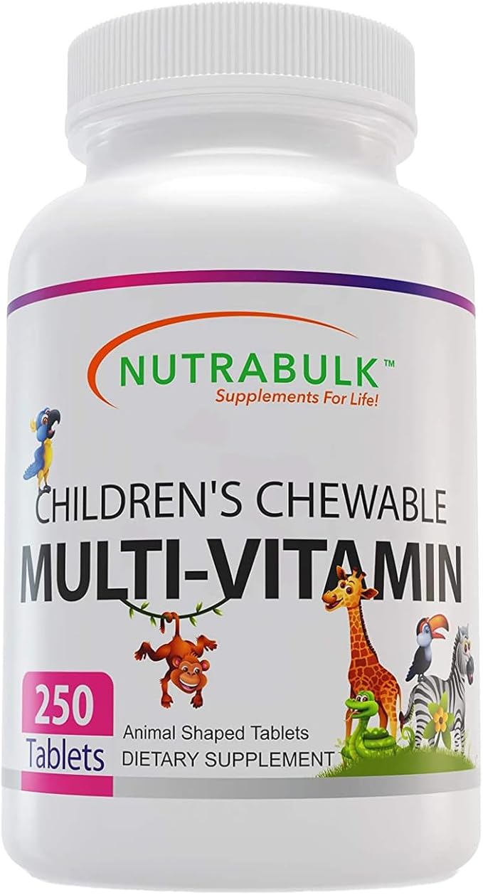 Children’s Chewable Multi-Vitamins - Promotes Overall Development - USA Made Vitamins for Kids to Support Immune System & Bones |Gluten Free Cherry Flavored 250 Tablets