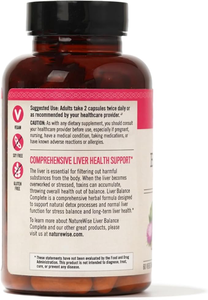 NatureWise Liver Detox Cleanse Supplement (30 Servings) Triple Repair Formula with Milk Thistle, Turmeric, Reishi & Kudzu to Encourage Toxin Removal & Support Normal Function (60 Veg Capsules)
