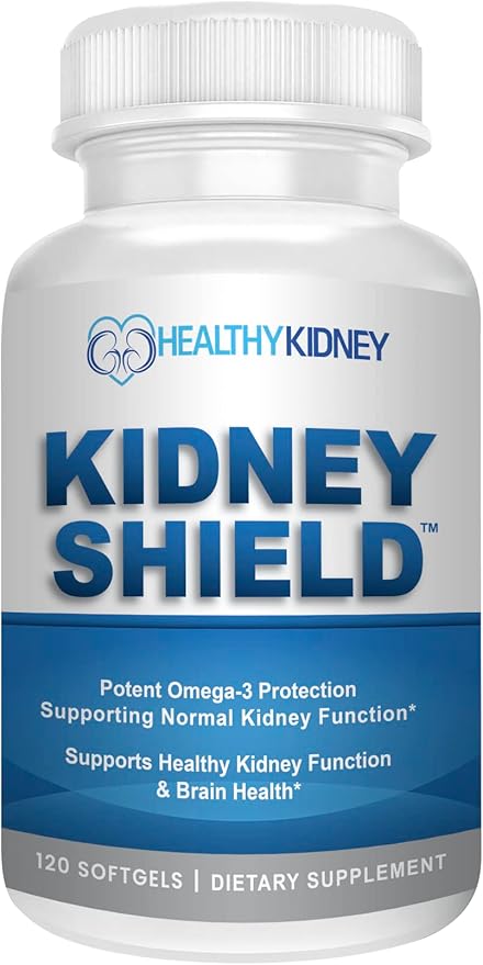 Kidney Shield Omega 3 Fish Oil Supplements - DHA EPA Omega 3 Supplement for Women & Men Kidney Health - Omega3 to Support Normal Kidney Function & Kidney Cleanse Detox & Repair - 120 Lemon Softgels