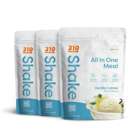 310 Nutrition – All-In-One Meal Replacement Shake - New Formula with Fiber Rich Vegan Superfood Blend - Natural Sweeteners - Low Carb Shake, Keto & Paleo Friendly - Gluten Free - 26 Essential Vitamins & Minerals - Triple Flavor Pack
