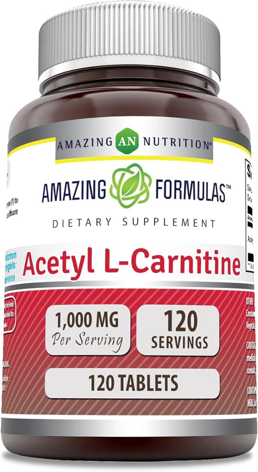 Amazing Formulas Acetyl L-Carnitine Supplement | 1000 Mg Per Serving | 120 Tablets Supplement | Non-GMO | Gluten Free | Made in USA