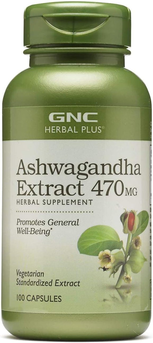 GNC Herbal Plus Ashwagandha Extract 470mg | Promotes General Well-Being | 100 Count