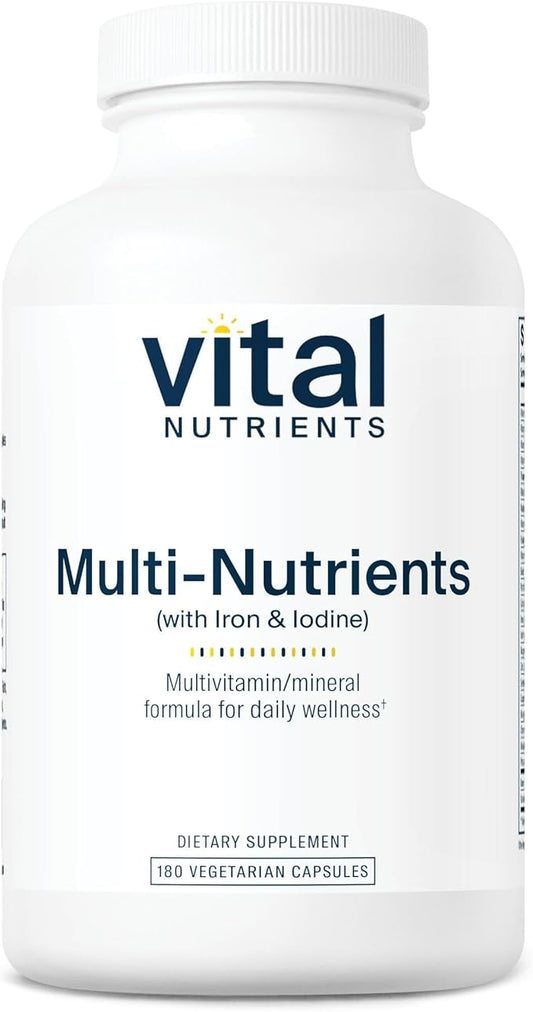 Vital Nutrients Multi-Nutrients with Iron and Iodine | Vegetarian Multivitamin and Mineral Supplement with Iron | Gluten, Dairy, Soy Free | Non-GMO | 180 Capsules
