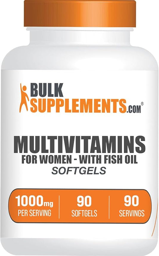 BulkSupplements.com Multivitamin for Women Softgels - Women's Multivitamin with Iron, Multimineral Supplement, with Fish Oil - Gluten Free, 1 Softgel per Serving, 90 Count (Pack of 1)