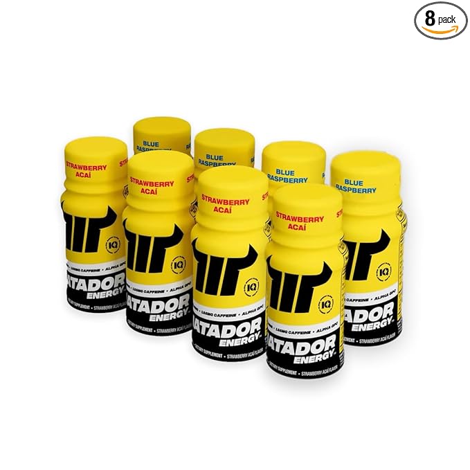 MATADOR Energy Shots - Sampler 8 Pack - Sugar Free Nootropic Natural Caffeine Energy Shot Bottles, B Vitamin Complex (Vitamin B3 & B12), 200 MG of Alpha GPC Enhancing Cognitive Function