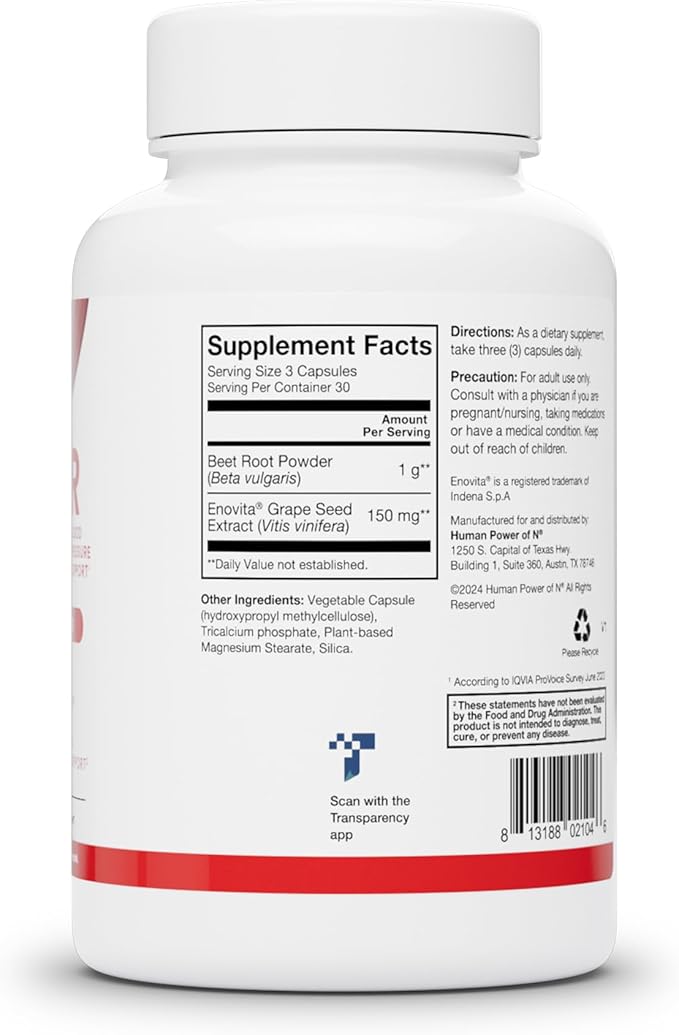 humanN SuperBeets Beet Root Capsules Quick Release 1000mg, Helps Support Nitric Oxide Production, Blood Pressure, Heart Health, Contains Beet Root Powder, Studied Antioxidants 90 Count Non-GMO Powder