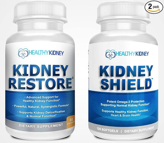 Kidney Restore & Kidney Shield 2-Pack Bundle for Kidney Cleanse, Support Kidney Function, Renal Health and More