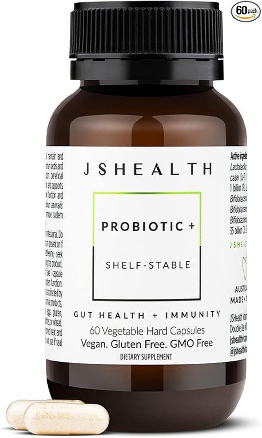 JSHealth Vitamins Gut Health and Immunity Formula | Probiotics for Women and Men | Shelf Stable Probiotic Supplement for Digestive Health and Immune Support (60)