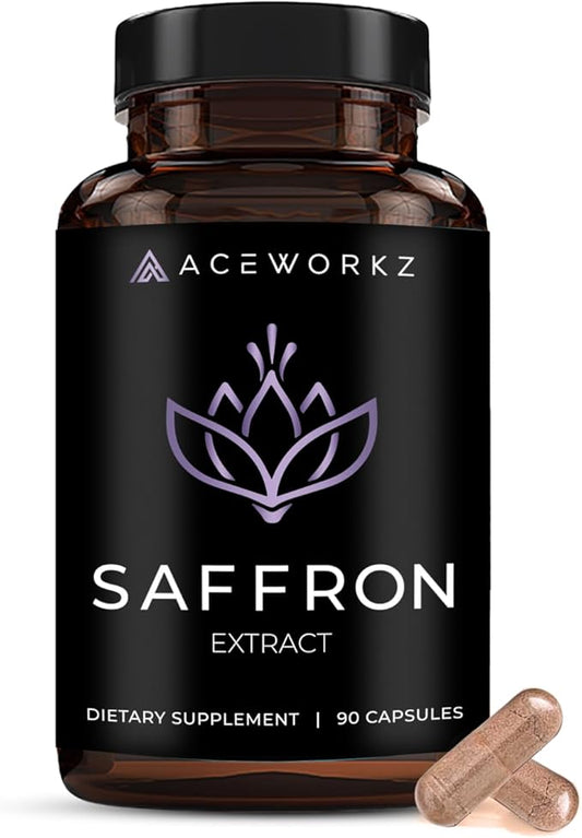 ACEWORKZ 100% Pure Saffron Extract - Appetite Suppressant for Weight Loss - Metabolism Booster - Diet Pills for Women & Men (90 Capsules)