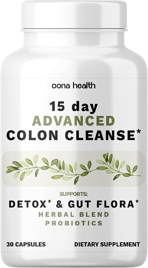 15 Day Advanced Colon Cleanse, Probiotics & Natural Herbs, Supports Detox & Gut Flora for Women & Men, with Cascara Sagrada, Psyllium Husk & Senna Leaf, 30 Capsules 1-2 Daily | 15 Day Cleanse