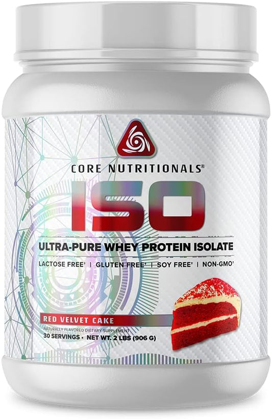 Core Nutritionals ISO, 100% Micro Filtered, Zero Artificial Fillers, 25g Whey Protein Isolate, 32 Servings (Red Velvet)