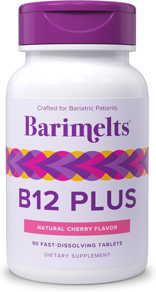 BariMelts Vitamin B12 Plus - 90 Fast-Dissolving Tablets (3-Month Supply) - Sugar-Free Bariatric Vitamins for Women, Includes B12, B6, Folate & Biotin, Natural Cherry Flavor