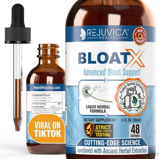 Rejuvica Health BloatX- Advanced Bloating Support Supplement - Liquid Delivery for Better Absorption - Fennel, Dandelion, Artichoke, Ginger & More!