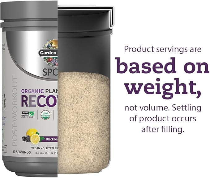 Garden of Life Sport Vegan Organic Plant Based Post Workout Muscle Recovery Powder for Men & Women - BlackBerry Lemonade 30 Servings, 100mg Magnesium, Antioxidants, Supplements, 15.7 Oz