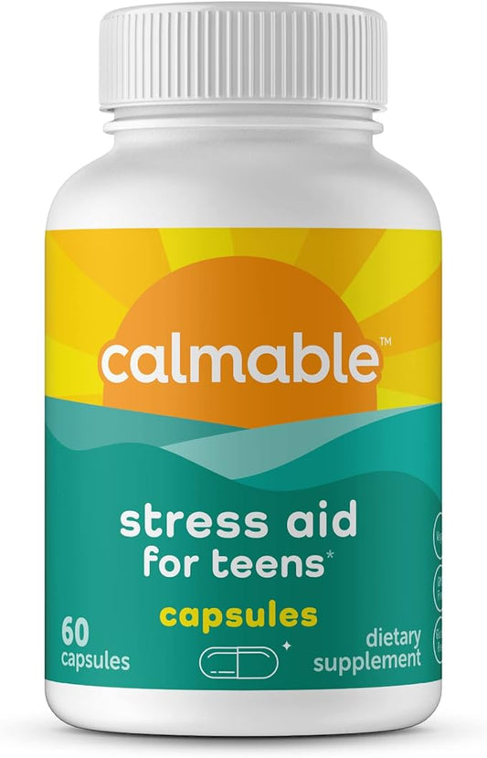 Stress Relief Aid for Teens - Vegan - Pyridoxine B6, L-Theanine - Vitamin Dietary Supplement - 60 Capsules