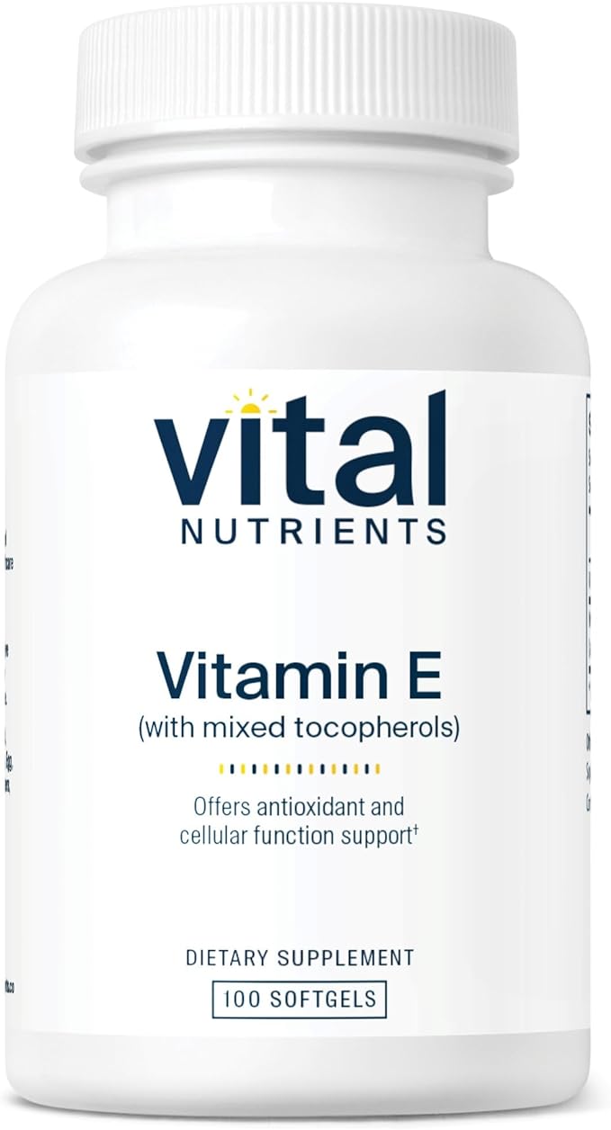 Vital Nutrients Vitamin E with Mixed Tocopherols | Potent Antioxidant Vitamin E Supplements to Support Cardiovascular Health* | Gluten and Dairy Free | Non-GMO | 100 Softgels