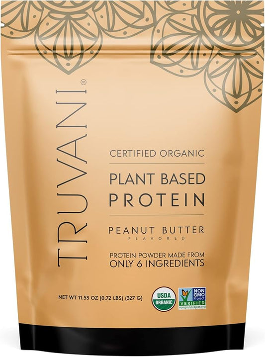 Truvani Vegan Pea Protein Powder | Peanut Butter | 20g Organic Plant Based Protein | 10 Servings | Keto | Gluten & Dairy Free | Low Carb | No Added Sugar
