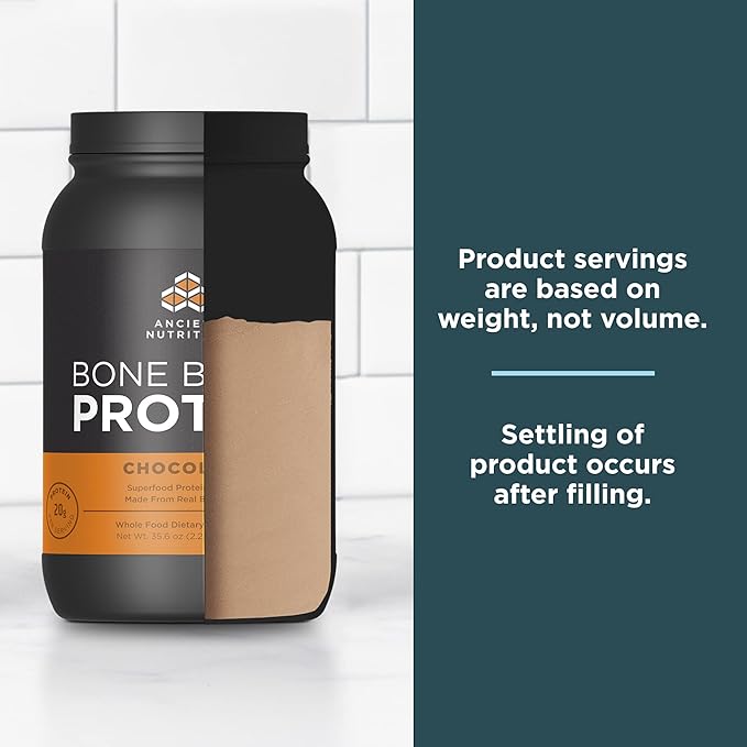 Ancient Nutrition Protein Powder Made from Real Bone Broth, Chocolate, 20g Protein Per Serving, 40 Serving Tub, Gluten Free Hydrolyzed Collagen Peptides Supplement