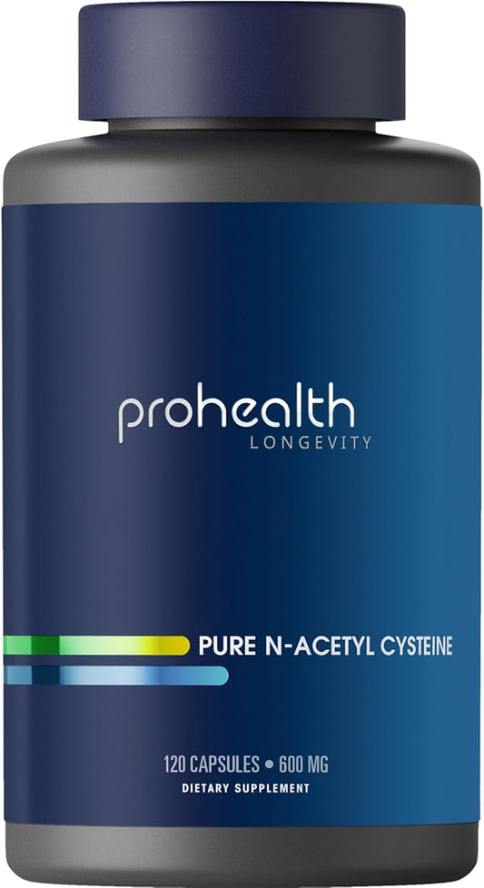 ProHealth Pure NAC – N-Acetyl Cysteine – Liver and Immune Support, Antioxidant and Glutathione Boost, Cellular Health | 600 mg per Capsule | 120 Servings | Third-Party Tested