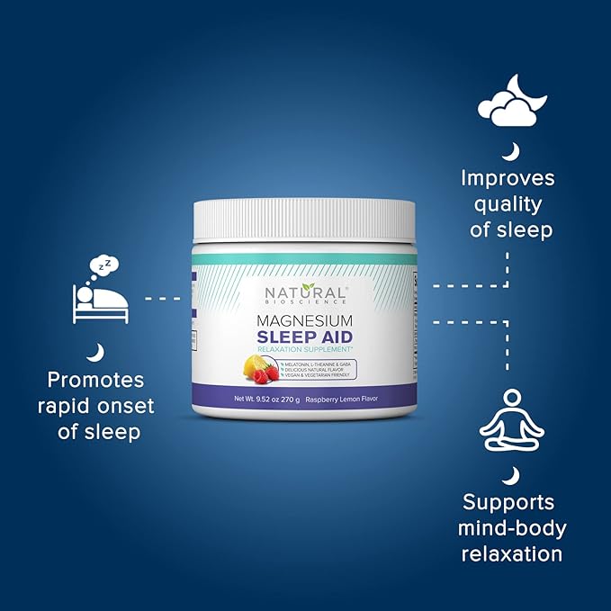 Magnesium Powder Natural Sleep Aid - Magnesium Citrate, Magnesium Glycinate, Melatonin 5 mg, L-Theanine, GABA, Magnesium Sleep Supplement Drink Mix, Sleep Aid for Adults, Mixed Berry Lemon Flavor