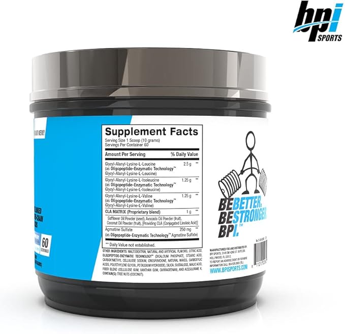 BPI Sports Best BCAA - BCAA Powder - Branched Chain Amino Acids - Muscle Recovery - Muscle Protein Synthesis - Improved Performance – Hydration – Blue Raspberry - 60 Servings - 21.12 Oz