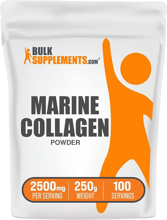 BulkSupplements.com Marine Collagen Powder - Collagen Supplement, Hydrolyzed Collagen Powder, Marine Collagen Peptides Powder - Gluten Free, 2500mg per Serving, 250g (8.8 oz) (Pack of 1)