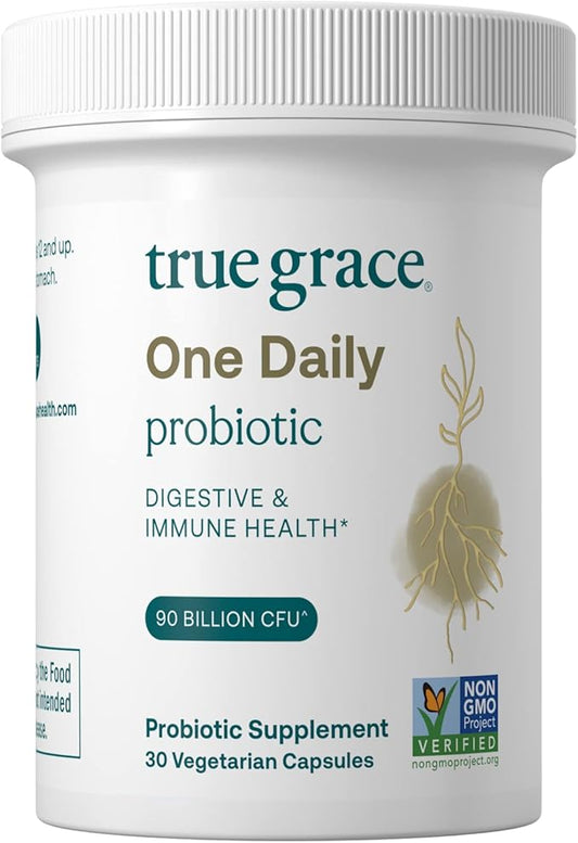 True Grace One Daily Probiotic - 30 Vegetarian Capsules - Gut, Digestive & Immune Health Support Blend with Prebiotic Fiber - Organic, Gluten Free, Dairy Free, Soy Free
