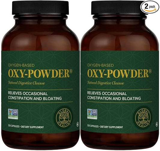 Global Healing Center Oxy-Powder Colon Cleanse Detox - Oxygen Based Safe and Natural Intestinal Cleanser, 120 Count (Pack of 2)
