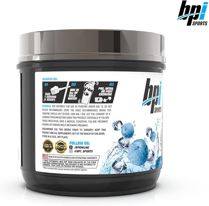 BPI Sports Best BCAA - BCAA Powder - Branched Chain Amino Acids - Muscle Recovery - Muscle Protein Synthesis - Improved Performance – Hydration – Blue Raspberry - 60 Servings - 21.12 Oz