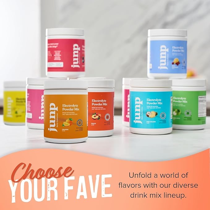 JUNP Electrolytes Powder No Sugar No Carbs – Orchard Fresh Juicy Peach Drink Mix - Potassium & Salt Electrolyte Hydration Powder Zero Calorie Sugar Free Electrolyte Powder, Keto Friendly, 180 Servings