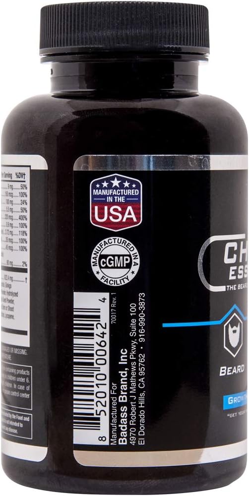 Chucks Essentials - The Bearded Mans Multivitamin, for Faster Growing Beard, Loaded with The Vitamins and Minerals Essential for Healthy, Thicker, Stronger, and Faster Growing Hair, 90 Capsules