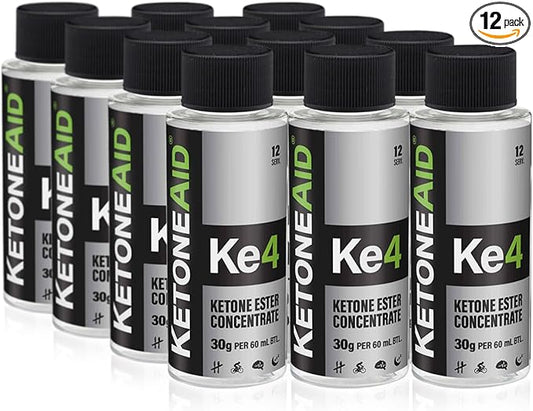 KetoneAid KE4 Pro Ketone Ester Drink | Not a Ketone Salt, No Sugar, No Caffeine | Exogenous D-BHB Ester | 12 Serving Per Bottle (12 Count)