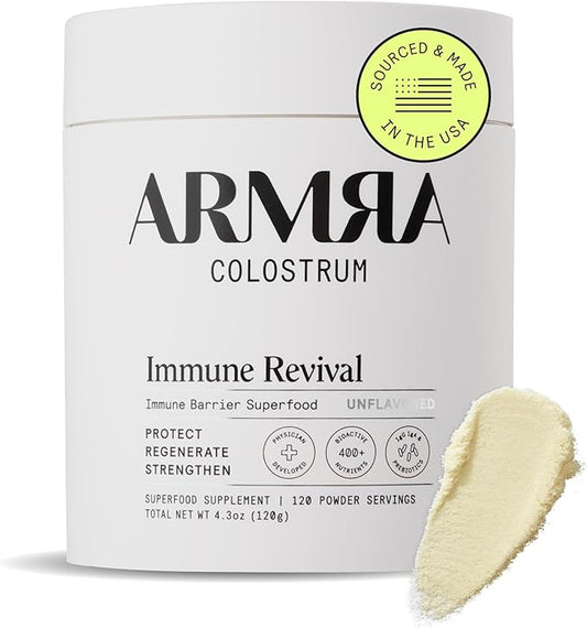 ARMRA Colostrum™ Premium Powder, Grass Fed, Gut Health Bloating Immunity Skin & Hair, Contains 400+ Bioactive Nutrients, Potent Bioavailable, Keto, Gluten & Fat Free (Unflavored | 120 Servings)